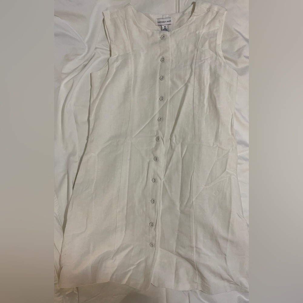 Sincerely Jules Cream Button-Front Dress Lined.